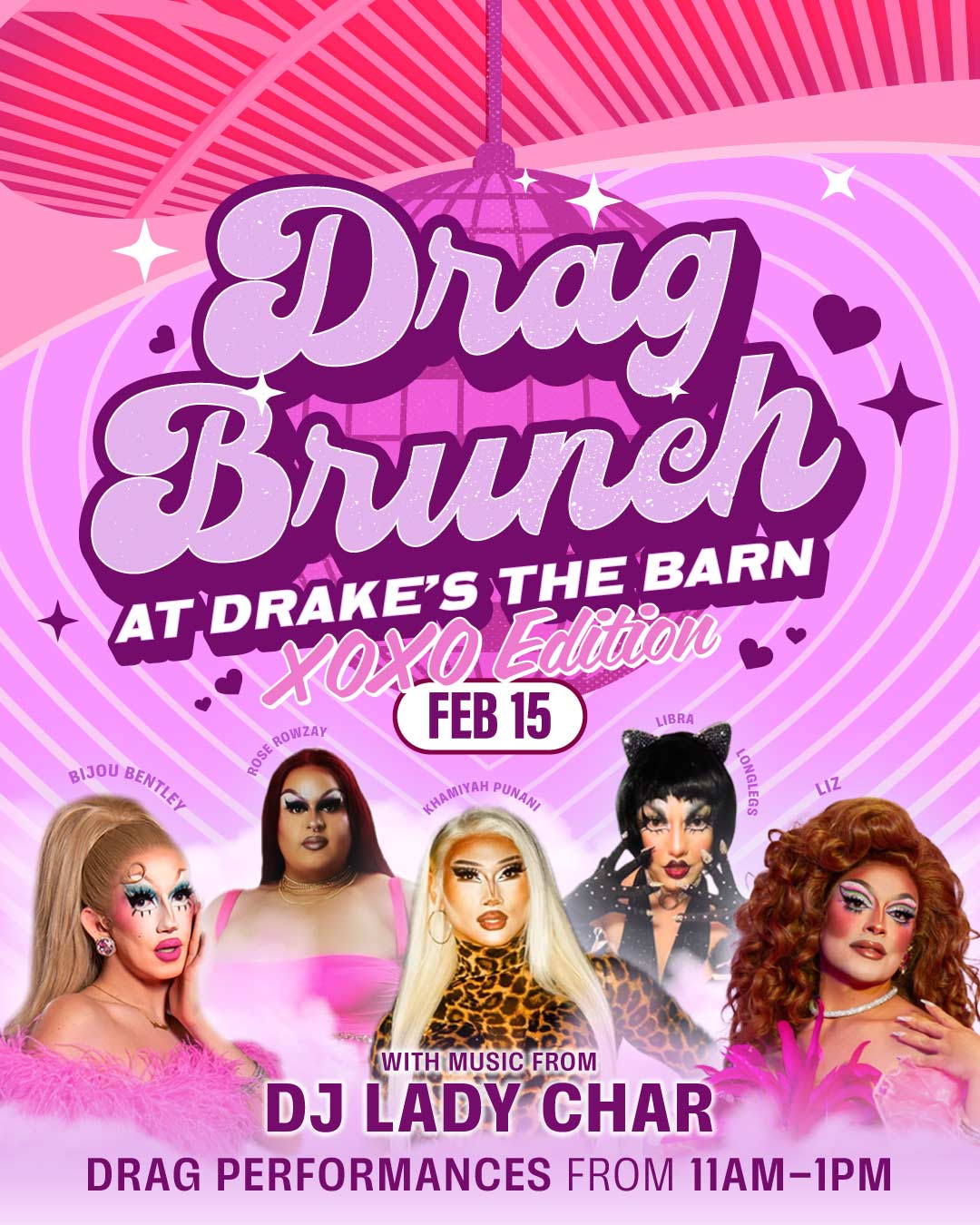 Drag Brunch at Drake's: The Barn Saturday, February 15th 11-1pm