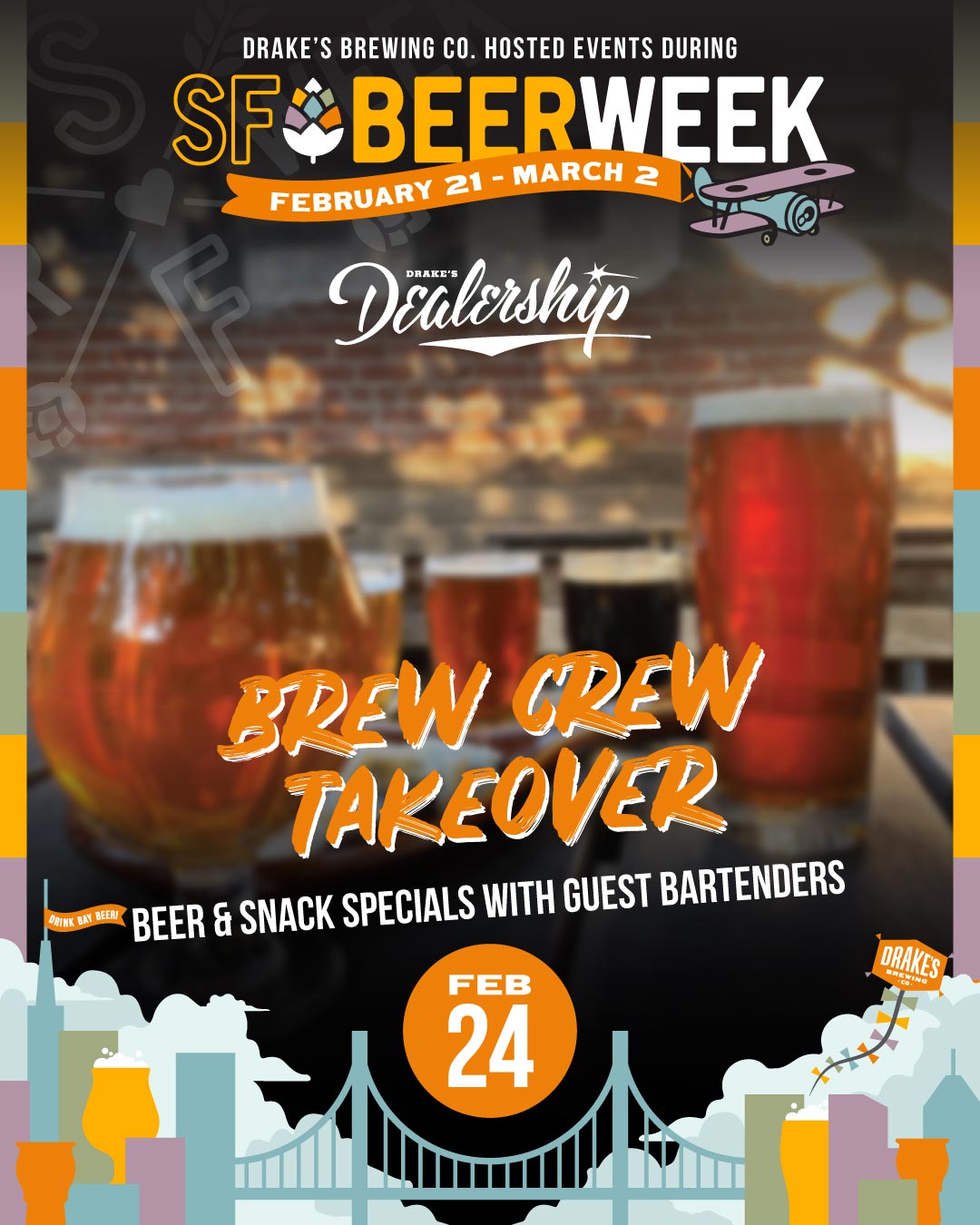 Brew Crew Takeover at Drake's Dealership on Monday, February 24th 6-8pm