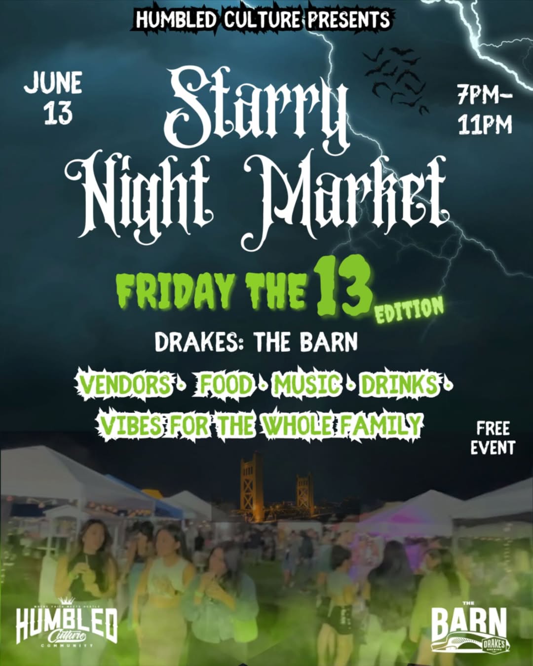Starry Night Market on Friday, June 13th 7-11pm at Drake's: The Barn