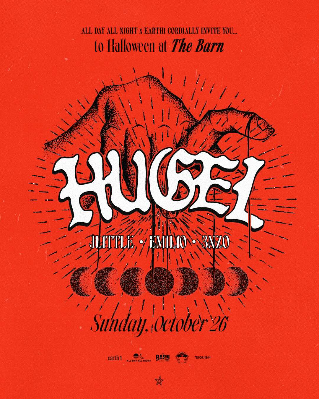 Hugel, JLittle, Emilio, DJ 3nzo at Drake's: The Barn on Sunday, October 26th