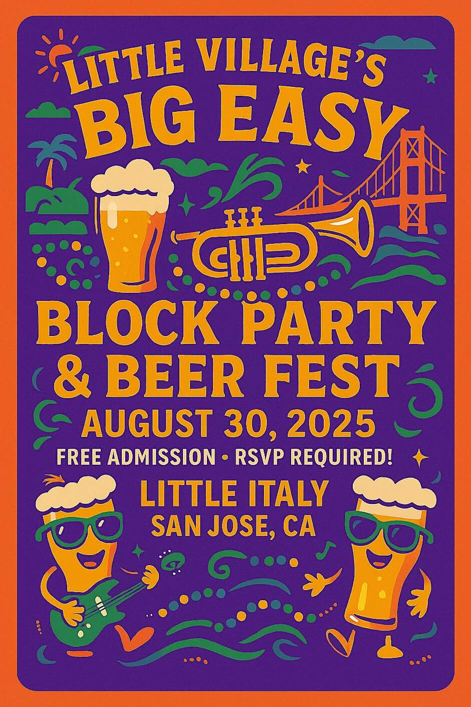 Little Village's Big Easy Block Party & Beer Fest on Saturday, August 30th in Little Italy San Jose