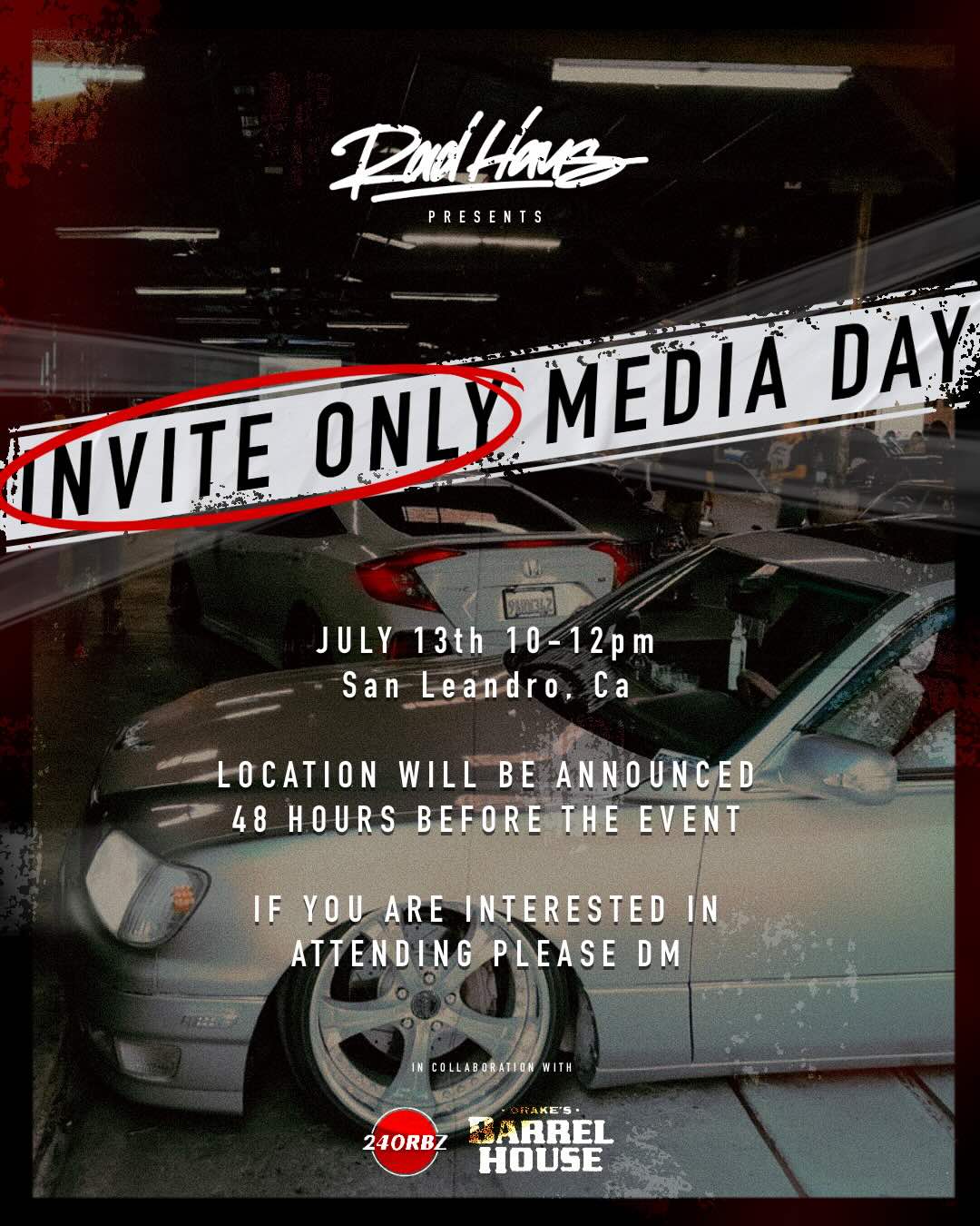 Radhaus Car Meet Sunday, July 13th 10am-12pm at Drake's Barrel House