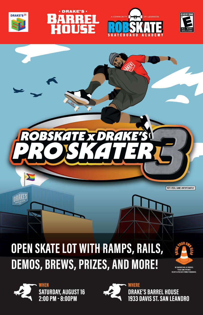 Rob Skater Public Skate Event with Rob Skate Academy on Saturday, August 16th 2-8pm at Drake's Barrel House