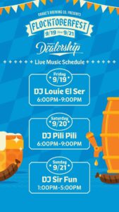 Flocktoberfest Live Music September 19th-21st at Drake's Dealership