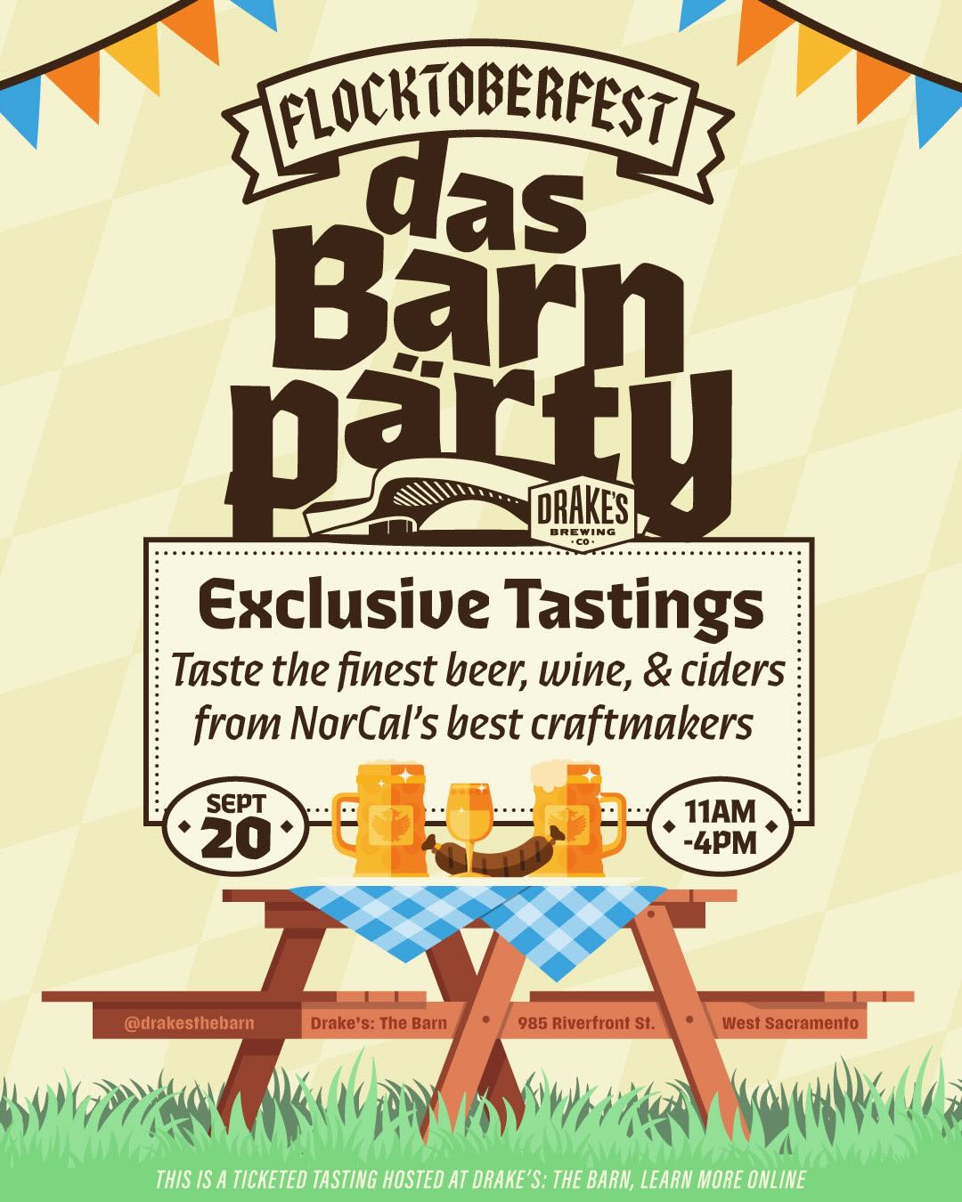 Flocktoberfest Das Barn Party on Saturday, September 20th 11am-4pm at Drake's: The Barn