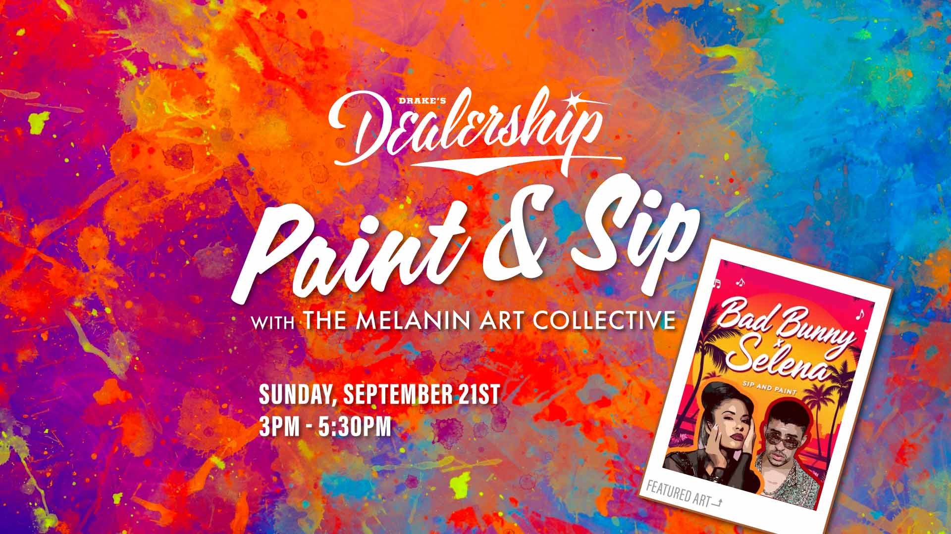 Paint & Sip with The Melanin Art Collective on Sunday, September 21st 3-5:30pm at Drake's Dealership