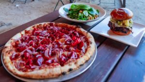 89 Pizza, Drax Sandwich, and Green Queen Salad