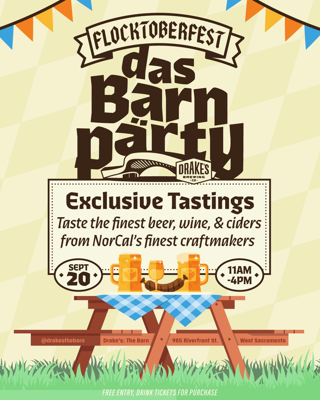 Flocktoberfest Das Barn Party on Saturday, September 20th 11am-4pm at Drake's: The Barn