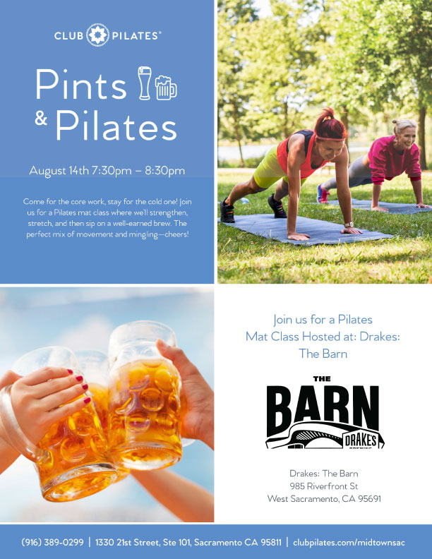 Pints & Pilates with Club Pilates at Drake's: The Barn on Thursday, August 14th 7:30-8:30pm