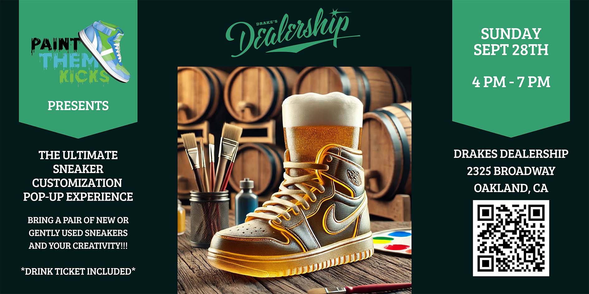 Paint Them Kicks Sunday, September 28th 4-7pm at Drake's Dealership