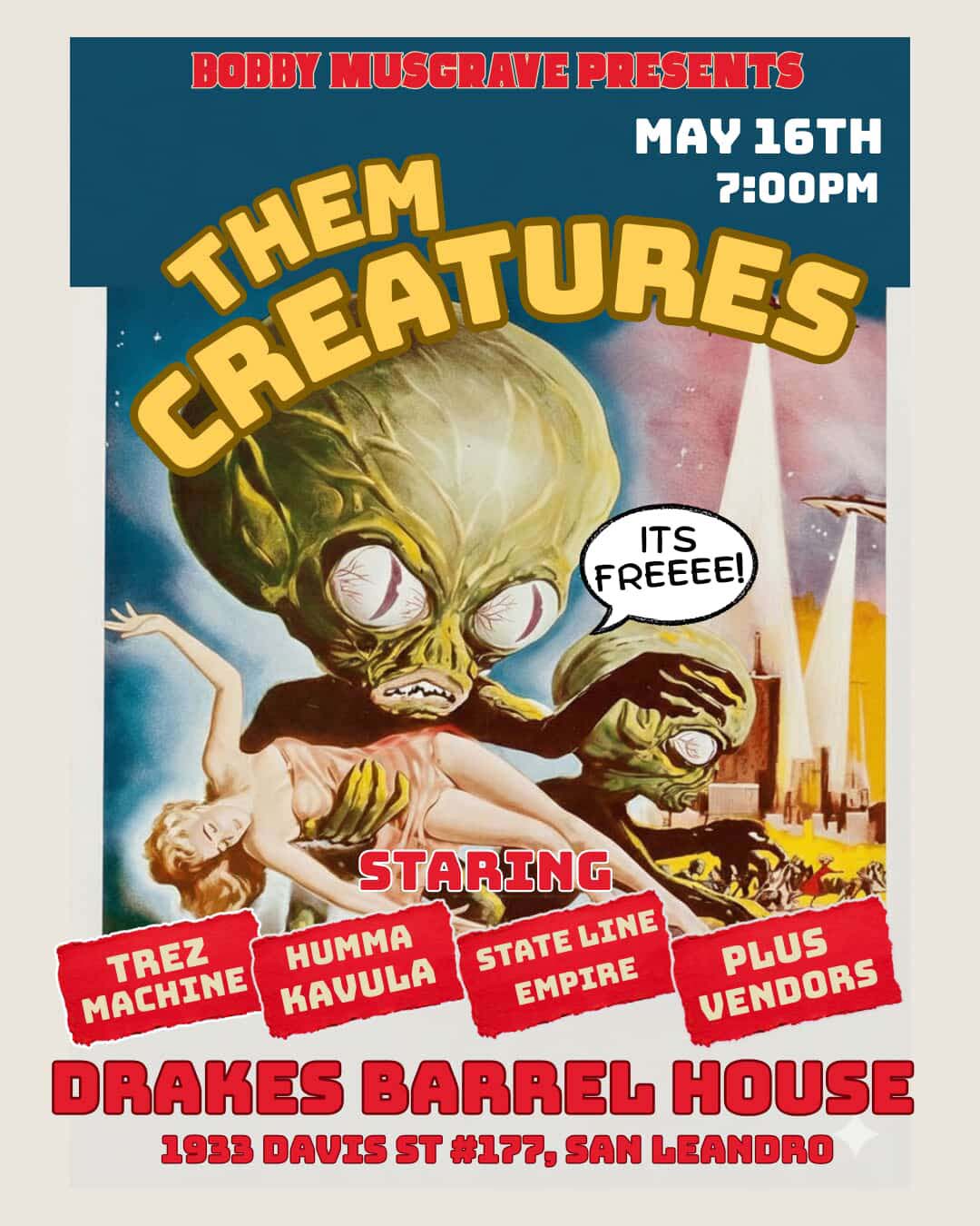 Bobby Musgrave Presents Attack Of The Riffs Friday, May 15th at Drake's Barrel House