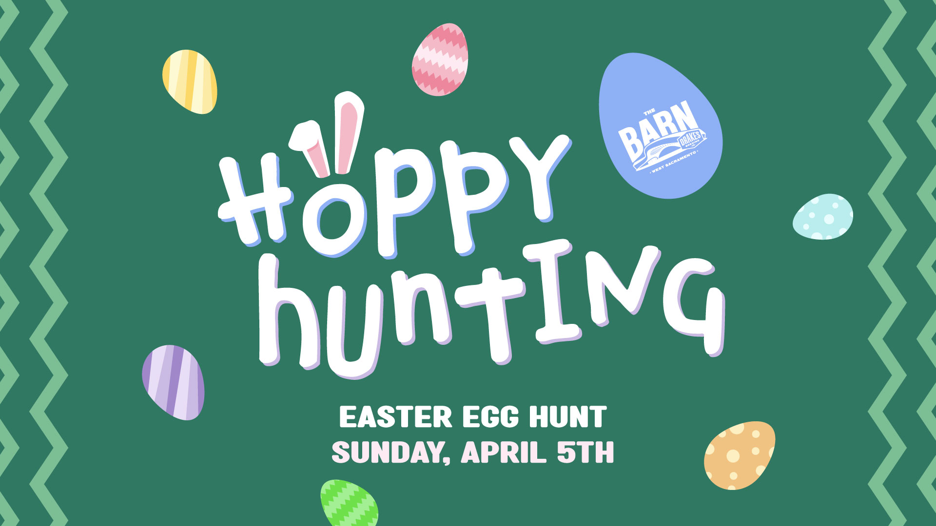 Hoppy Hunting Easter Egg Hunt Sunday, April 5th at Drake's: The Barn