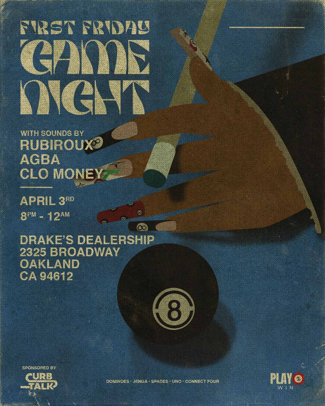 Play 2 Win First Friday Game Night Friday, April 3rd at Drake's Dealership