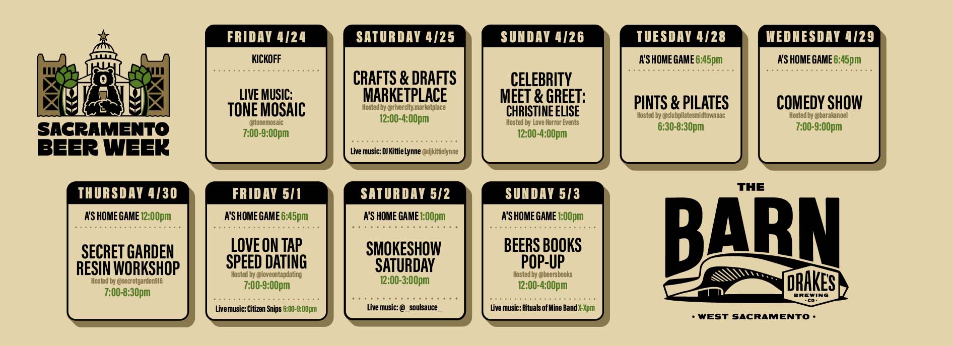 Sacramento Beer Week schedule at Drake's: The Barn