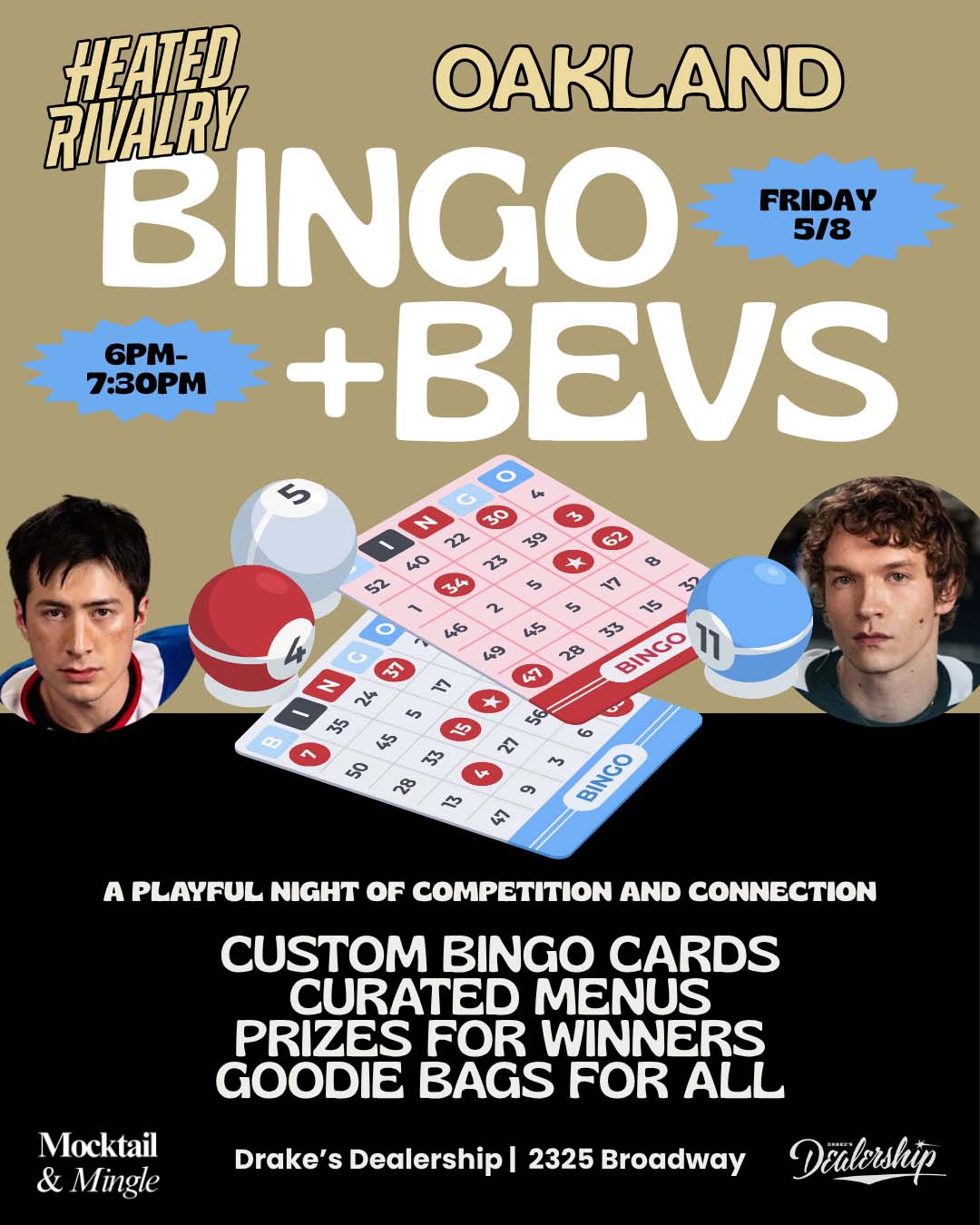 Heated Rivalry Bingo & Bevs with Mocktail & Mingle Friday, May 8th at Drake's Dealership