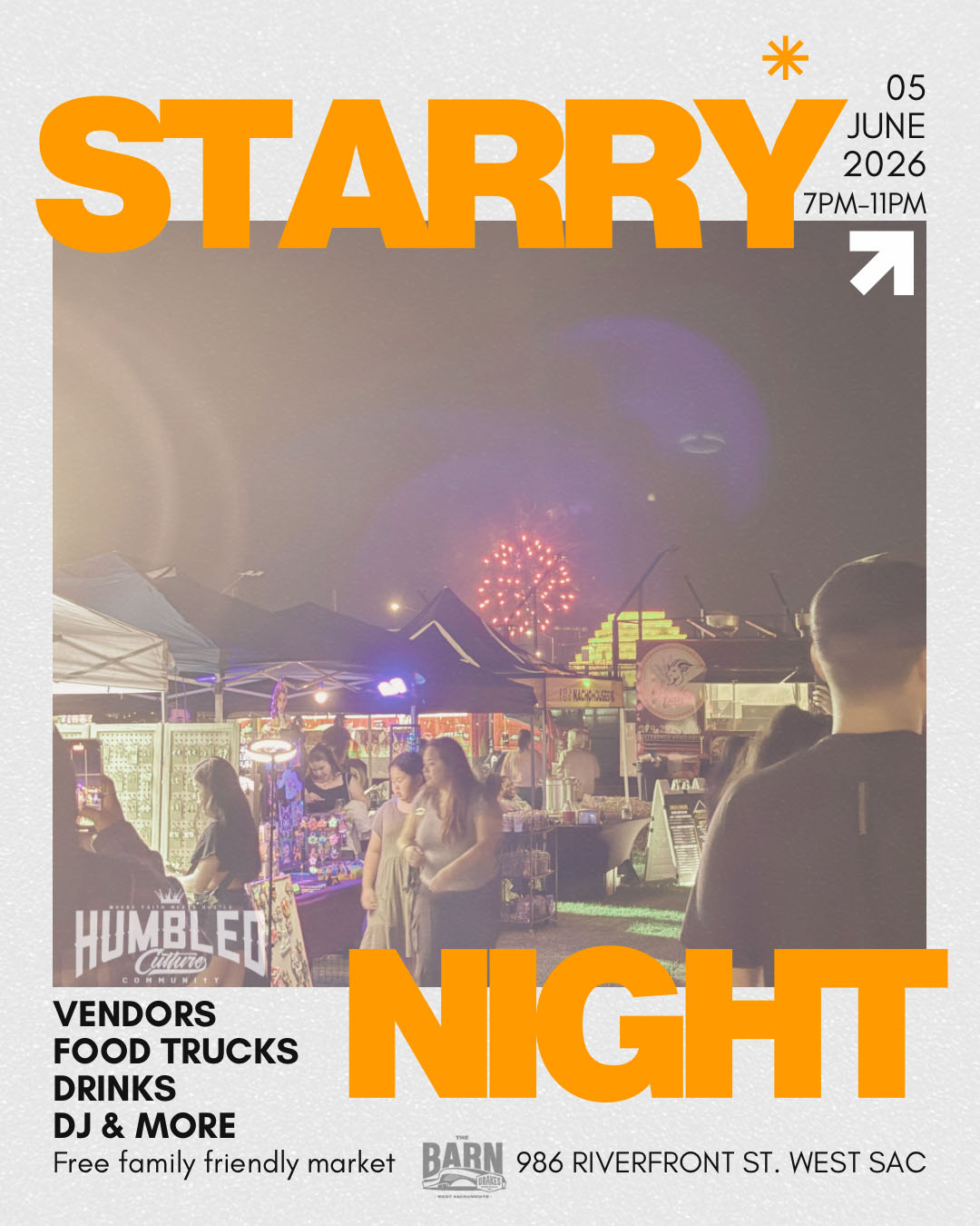 Humbled Culture Starry Night Market Friday, June 5th at Drake's: The Barn